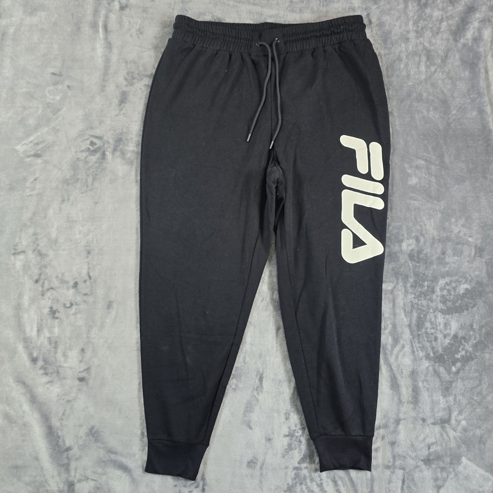 Black Jogger Sweatpants 1X Womens Fleece Logo